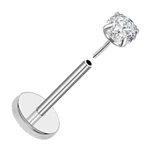 Oorbellen zonder schroefdraad, platte achterkant, kleine titanium oorbellen, push-in neuspiercings, lipkraakbeenpiercings voor mannen en vrouwen,