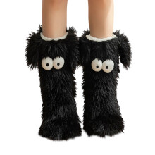 CYBIBO Fuzzy Slipper Socks til kvinder – Tykke, skridsikre, sherpaforede termiske ankelsokker til indendørs brug, kompatible med koldt vejr