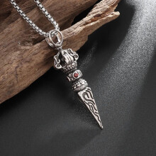 Vintage Vajra hanger ketting voor mannen en vrouwen, verzilverd, hypoallergeen, 61 cm lange ketting