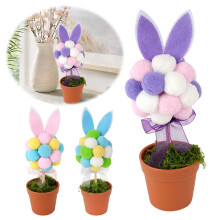 Osterhase als Topfdekoration, bunte Hasenohren als Tischdekoration für Ostern, Zuhause und Tisch, B