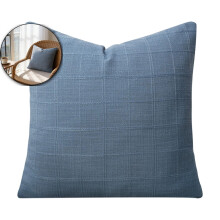 Housse de coussin décorative en lin à carreaux 45 x 45 cm, style champêtre vintage neutre, décoration bohème moderne pour canapé, fauteuil ou