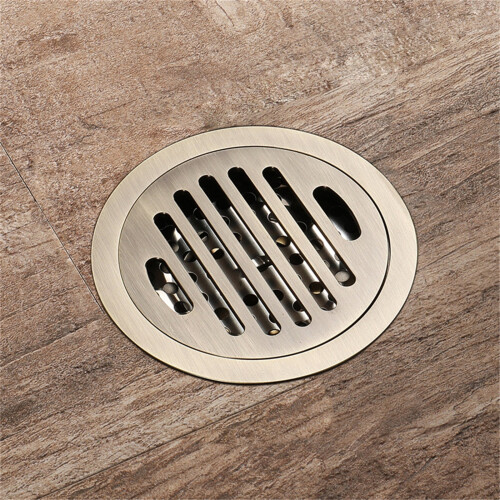 4 inch round shower drain with removable strainer cover 1