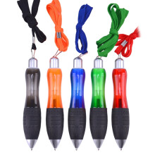 Stylo à bille multifonctionnel épais avec bouton-poussoir et cordon intégré, disponible en 5 couleurs.