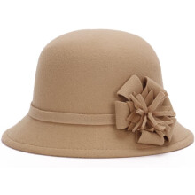 Ullbøttehatt for kvinner, elegant blomstervinterjusterbar filtklochehatt vintage varm kirkefedorahatt