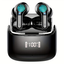 Trådlösa öronsnäckor, trådlösa hörlurar, 5.3-tums stereobashörlurar, öronsnäckor, 40H dubbelmikrofonsamtal, öronsnäckor i örat, USB-C