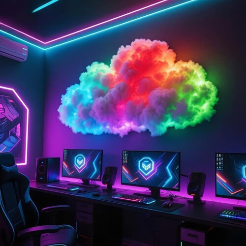 Φως LED Thundercloud με τροφοδοσία USB – 3D Cloud, Πολύχρωμη λωρίδα συγχρονισμού μουσικής, 1