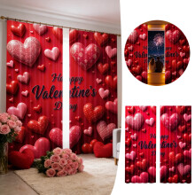 Zatemňovacie závesy na Valentína s červeno-bielymi balónmi v tvare srdca – do spálne, obývačky – kompatibilné so štandardnými oknami