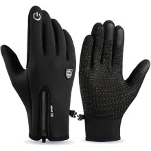Winter Sport Gloves, Ultimate Waterproof & Windproof Thermal Non-Slip Gloves, for Men Women(Black,M)