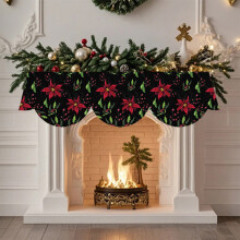 Capa de lareira natalina de inverno com estampa de banner, tecido para decoração de festas de Natal em casa e na lareira.