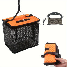 Floating Fish Basket for Live Caught, Foldable Fishing Holder Bucket Portable Collapsible Fishing Net Storage Cage for Live Fish Bait Live Well（s）