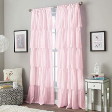 Volánková kapsa na tyč s volánky100% polyester, 42x63 palců, 1 záclonový panel, růžová