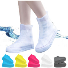 Surchaussures antidérapantes et imperméables, réutilisables et pliables, pour hommes et femmes – Taille moyenne, blanches, idéales pour le