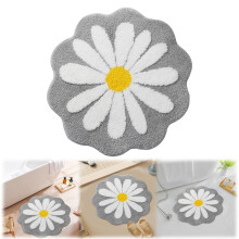 Ronde badkamermat, 60 cm, met bloemenmotief, waterabsorberend en antislip, zachte, machinewasbare mat