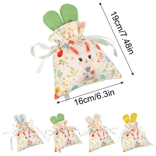 Easter bunny ear bags candy holder fabric 6 pcs 1