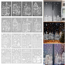 Christmas Window Clings White Winter Glass Decals 4 Sheets