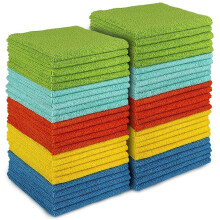 Lot de 50 chiffons de nettoyage en microfibre 30 x 30 cm, multi-usages, absorbants, non pelucheux, pour la cuisine, la voiture, les fenĂŞtres, le