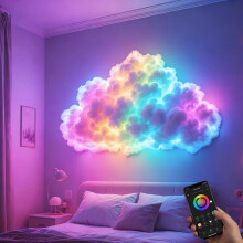 Lampa LED Thundercloud zasilana przez USB – 3D Cloud, wielokolorowy pasek z synchronizacją muzyki, bawełniane lampy sufitowe w kształcie chmur