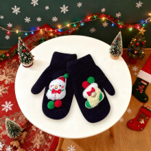 Aolie Christmas Winter Gloves, Cute Warm Mittens with Cartoon Pattern, Fleece Cozy Thick Gloves for Women & Men – Compatible with Holiday Gifts (1
