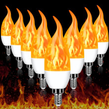 Ampoules LED E12 à effet flamme vacillante, 3 modes, effet bougie de lustre, culot de type B (lot de 8)