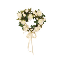 Couronne de roses en forme de cœur 3D de 40 cm (16 pouces) pour la Saint-Valentin – Décoration florale artificielle murale, mariage et