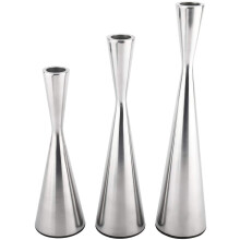 3er-Pack Kerzenhalter aus Metall, dekoratives Vintage-Modern-Mittelstück für Tisch, Kaminsims, Hochzeit, Einweihungsgeschenk (Silber)