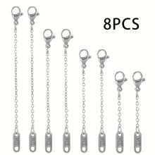 8pcs Of Stainless Steel Extension Chains, Women'S Bracelet Necklaces And Anklet Extension Chains, For DIY Jewelry Making Accessories