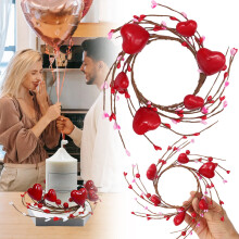 Couronne de Saint-Valentin – Anneau de bougie aux baies pour bougies piliers, centre de table idéal pour mariages et événements, compatible avec