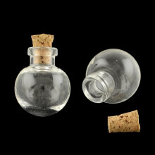 10 stk. runde glasperleflasker 24,5 x 20 mm med korkprop, klare ønskeflasker til gør-det-selv smykkekunst og valentinsgaver