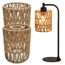 Lot de 2 abat-jour cylindriques en rotin tressé à la main, style rustique – Compatibles avec les douilles E26/E27