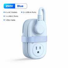 ORICO Travel Power Strip: 4 Outlets + 3 USB (1 USB-C), 4FT Cord, Compact & Cruise Approved