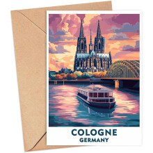 Carte de vœux de Cologne – Cadeau artistique de voyage en Allemagne, compatible avec le bureau