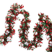 Guirlanda de Natal de 2 metros com glitter verde, decoração para árvore de Natal com boneco de neve, enfeites para pendurar em festas, feriados,