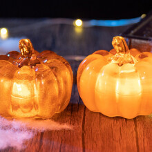 Halloween pompoenlampjes met ingebouwde voeding – Decoratie voor binnen en buiten, geschikt voor Halloweenfeesten