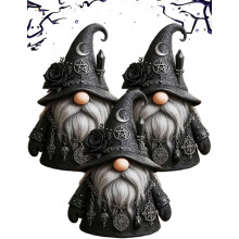 Figurine de gnome magicien gothique 2026, statue en résine pour décoration d'étagère/plateau d'intérieur – Compatible avec les thèmes