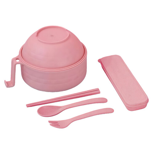 Fiber Microwave Safe Bowl Strainer Cover Utensils-Pink