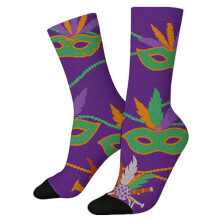 Carnavalslippersokken voor dames, gebreide wintermode, sportieve fleece, grappige unisex thermische sokken, paars
