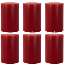 6-pack droppfria röda blockljus, 6,75 x 10 cm, oparfymerad vinröd cylindervax för hemmet, högtiden, festen, spa, nödsituationer