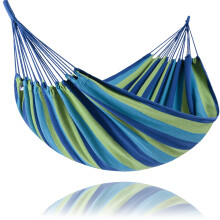 Upgraded Portable Camping Hammock with Anti-Roll Beams & Tree Straps – Blue/Green, 260x80cm