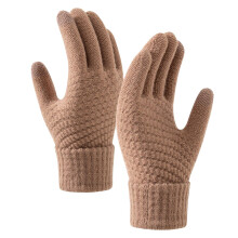 AWZXDE Damen Winterhandschuhe, dick gefüttert – Strickwolle für kalte Tage beim Reiten – Warme und bequeme Fäustlinge für