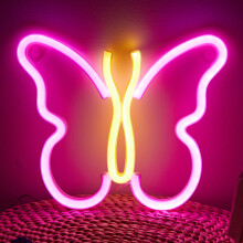 Butterfly Neon Sign – Battery/USB Powered LED Light for Party, Girl's Room, Wedding & Home Decor