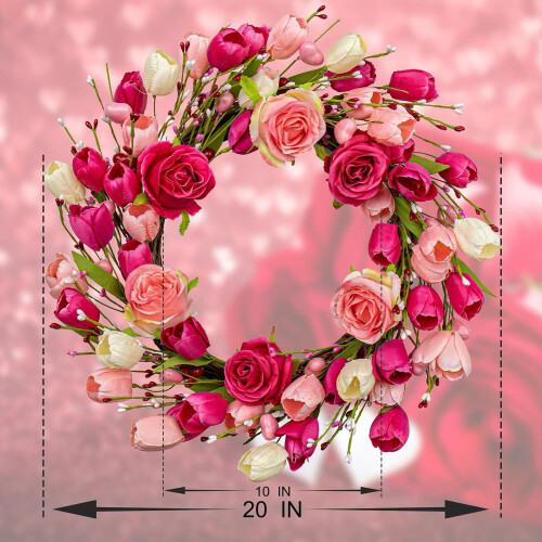 Pink Artificial Flower Wreath 18 inch 1