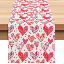 Tischdecke mit rotem Herzmotiv zum Valentinstag, waschbar und wiederverwendbar, aus Stoff, für Hochzeitstische, Küchenpartys und als Heimdekoration