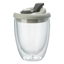 Tasses isothermes en verre transparent, 250/350/450 ml, à double paroi, anti-fuites, avec couvercle – Compatibles avec le thé, le café, le