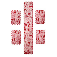 5 Pack Lace Table Runner and 4 Placemats Set Valentines Day-A