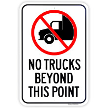 Panneau « Interdit aux camions » (grand format), 45,7 x 30,5 cm, en aluminium réfléchissant antirouille, résistant aux UV et aux intempéries.