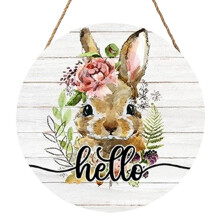 Houten welkomstbord met paashaas (8x8 inch)