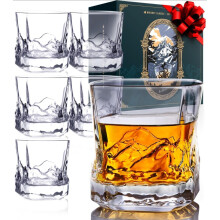 Coffret de 6 verres à bourbon Everest – Thème montagnes, verres à whisky Old Fashioned de 24 cl (8 oz) résistants à la congélation, coffret