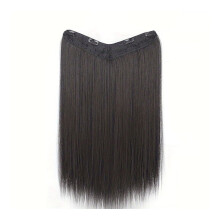 Extensiones de cabello liso largo de 16 a 24 pulgadas, de una pieza, con clip en forma de V, extensiones de cabello sintético liso con 5 clips para