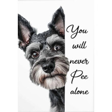 Affiche Schnauzer nain – « Tu ne feras jamais pipi seul » Décoration murale humoristique, illustration mignonne avec un animal de compagnie,