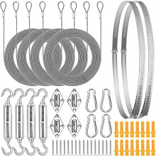Sonnensegel-Befestigungsset – 50-teilig, 6 Zoll (15,2 cm) langes Drahtseil aus Edelstahl 304 und rostfreies Zubehör für